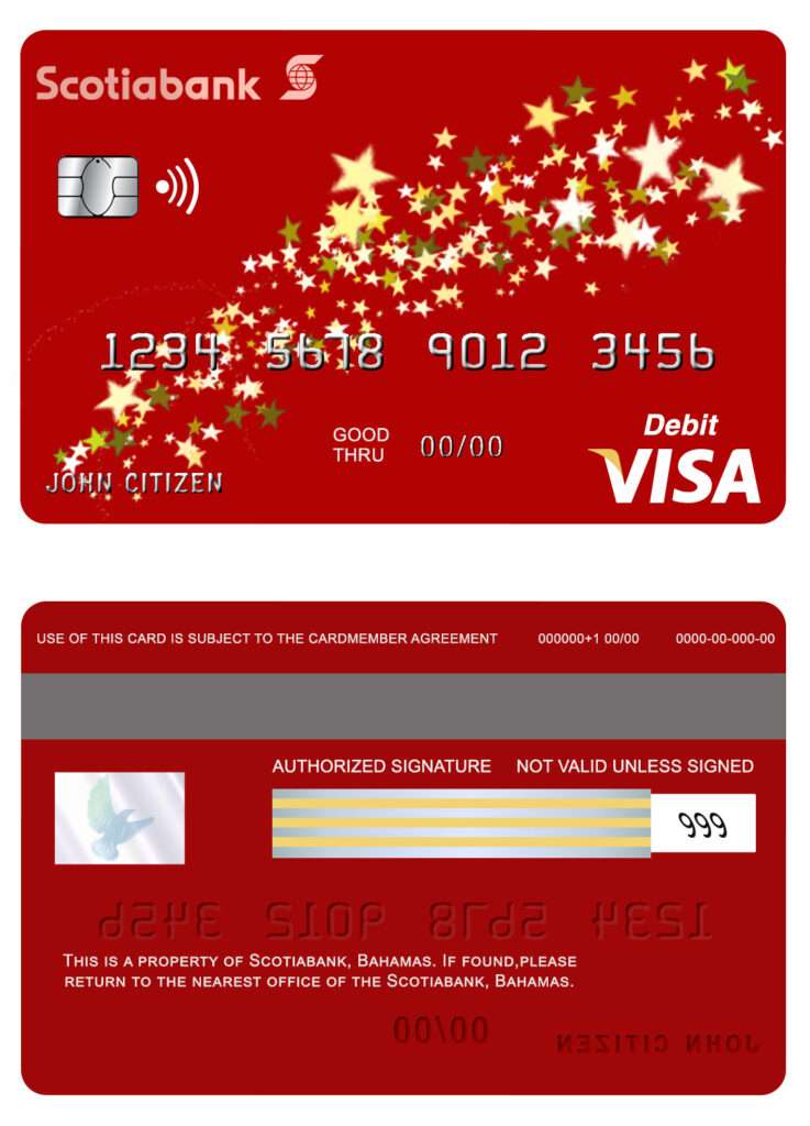 Fillable Bahamas Scotia bank visa debit card Templates | Layer-Based PSD