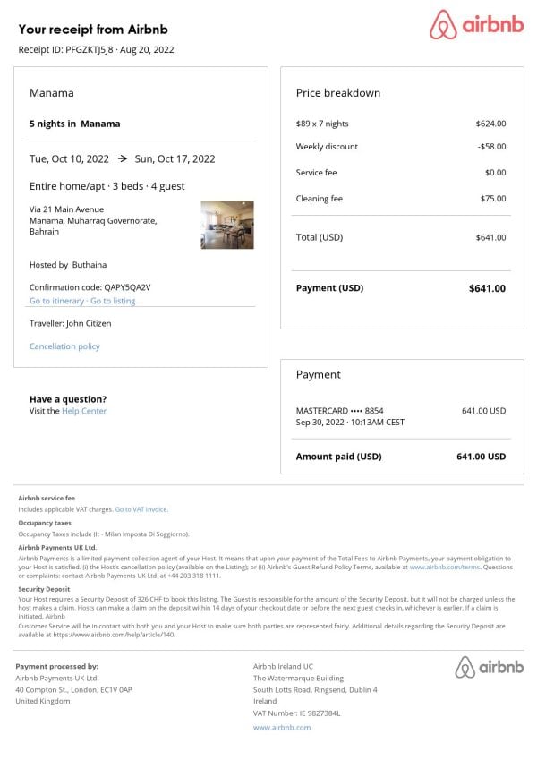 Editable Bahrain Hotel Booking Form Template | Fillable PDF