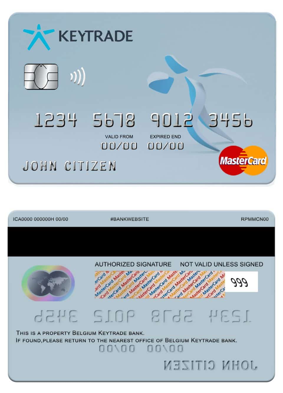 Editable Belgium Keytrade bank mastercard Templates in PSD Format