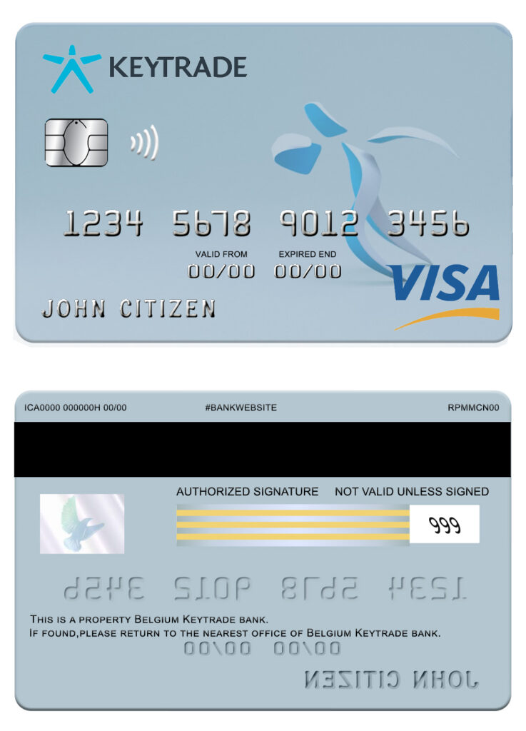 Fillable Belgium Keytrade bank visa card Templates | Layer-Based PSD