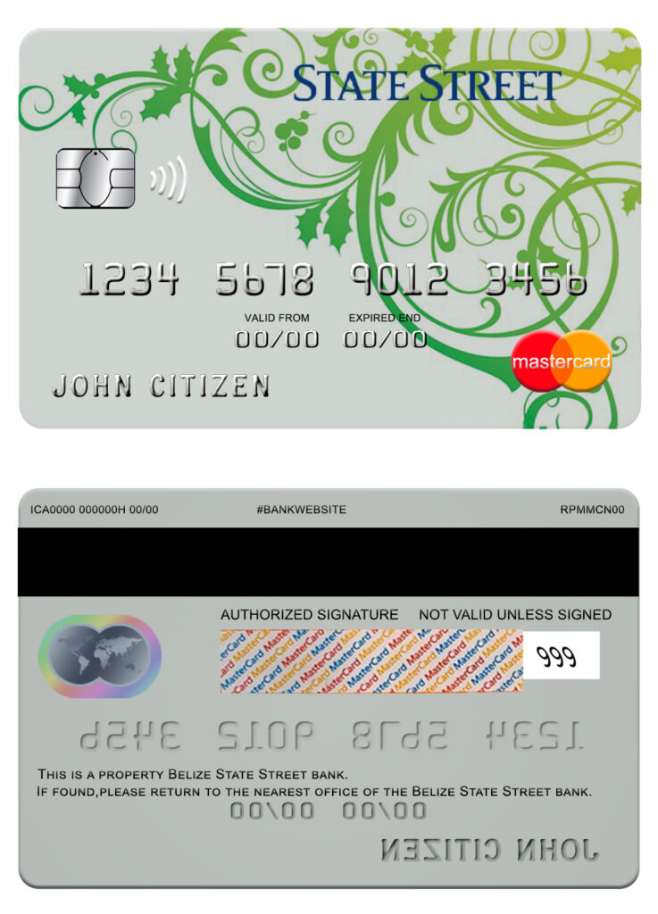 Fillable Belize State street bank mastercard Templates | Layer-Based PSD