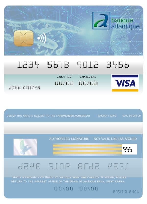 Benin Atlantique bank visa card 600x833 - Cart