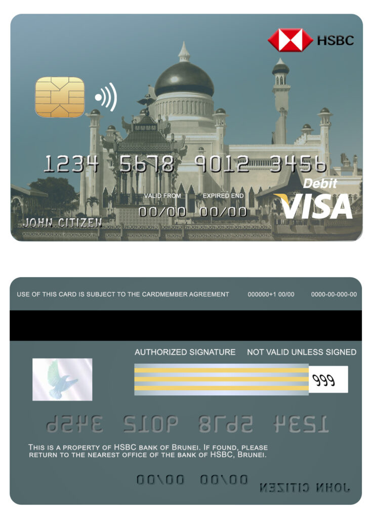 Fillable Brunei HSBC bank visa credit card Templates | Layer-Based PSD