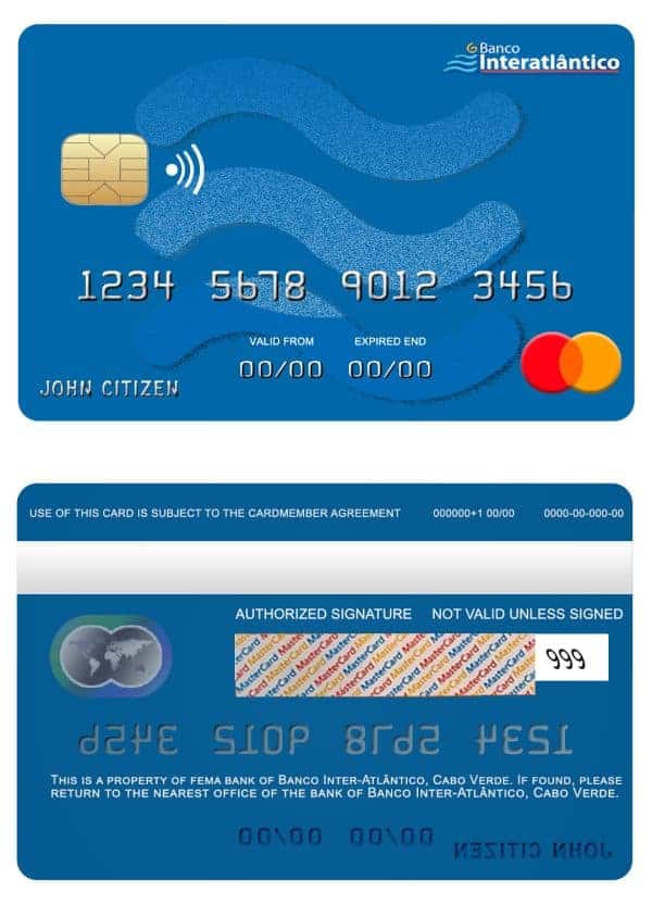 Fillable Cabo Verde Banco Inter-Atlântico bank mastercard Templates | Layer-Based PSD