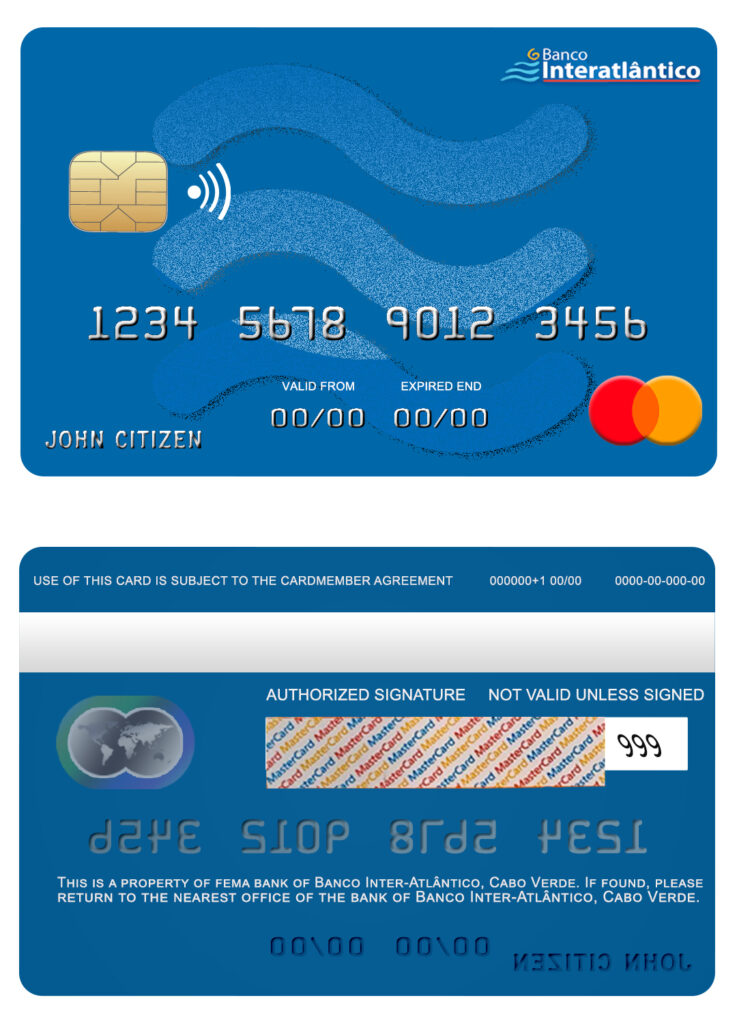 Fillable Cabo Verde Banco Inter-Atlântico bank mastercard Templates | Layer-Based PSD