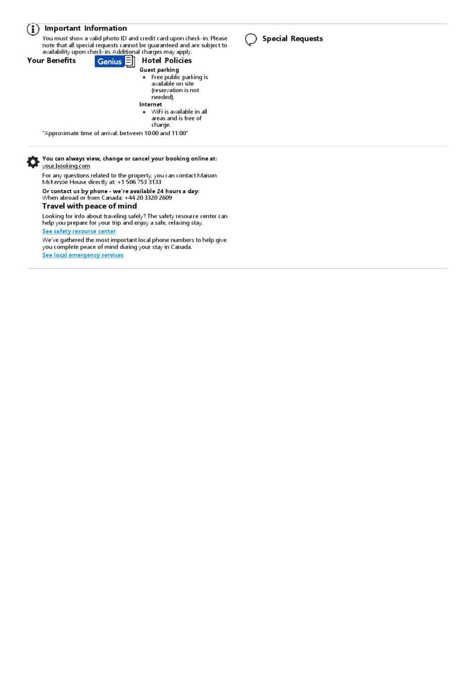 Editable Canada Hotel Booking Form Template | Fillable PDF