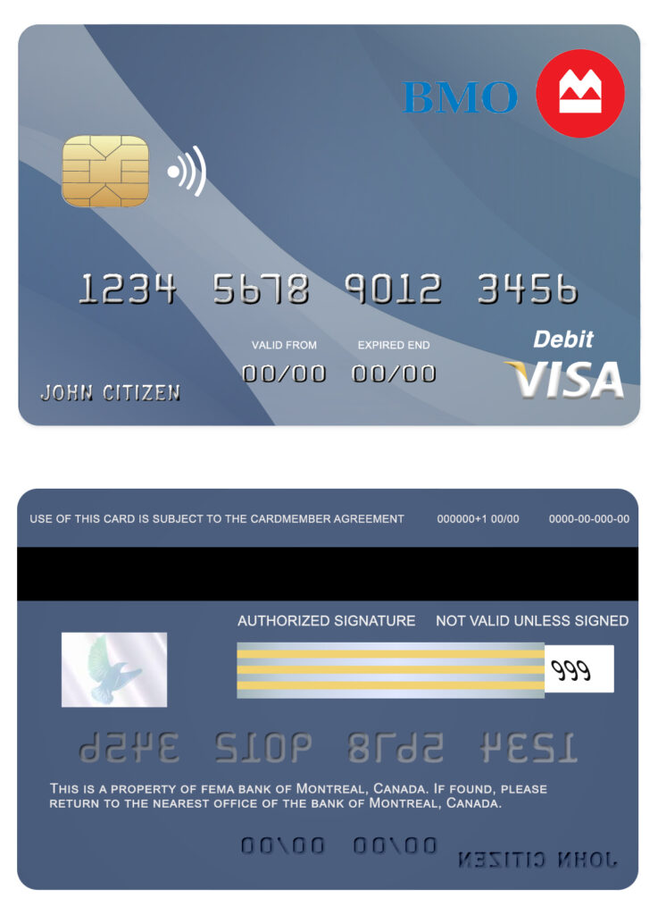 Fillable Canada Montreal bank visa card Templates | Layer-Based PSD