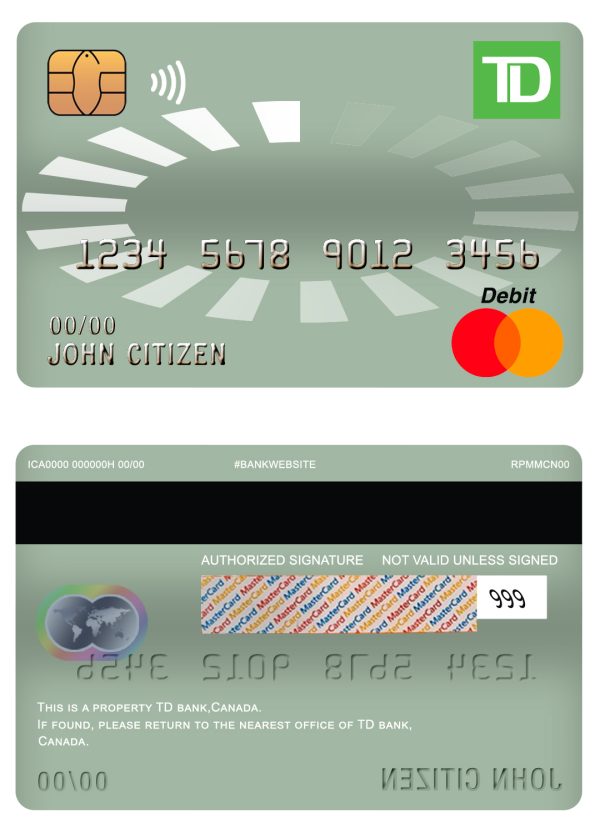 Canada TD bank mastercard debit card 600x833 - Cart