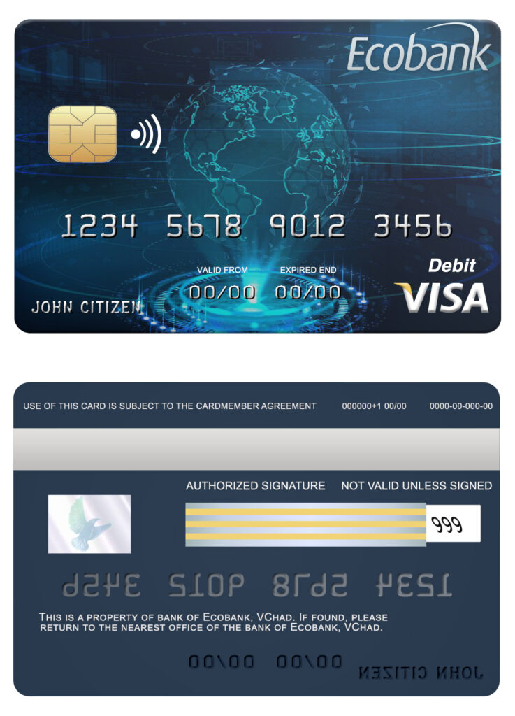 Fillable Chad Ecobank visa credit card Templates | Layer-Based PSD