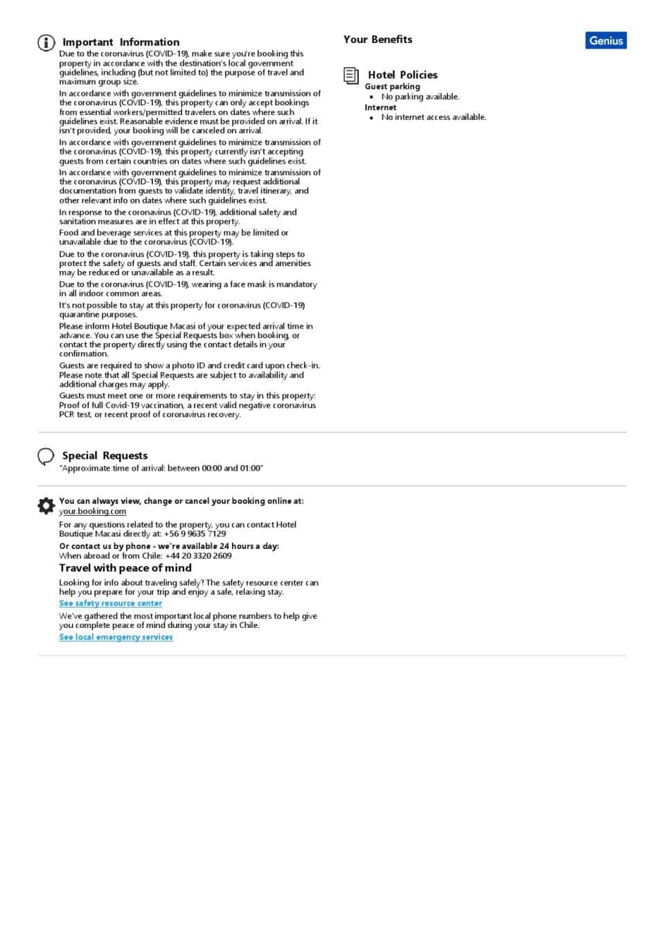 Editable Chile Hotel Booking Form Template | Fillable PDF