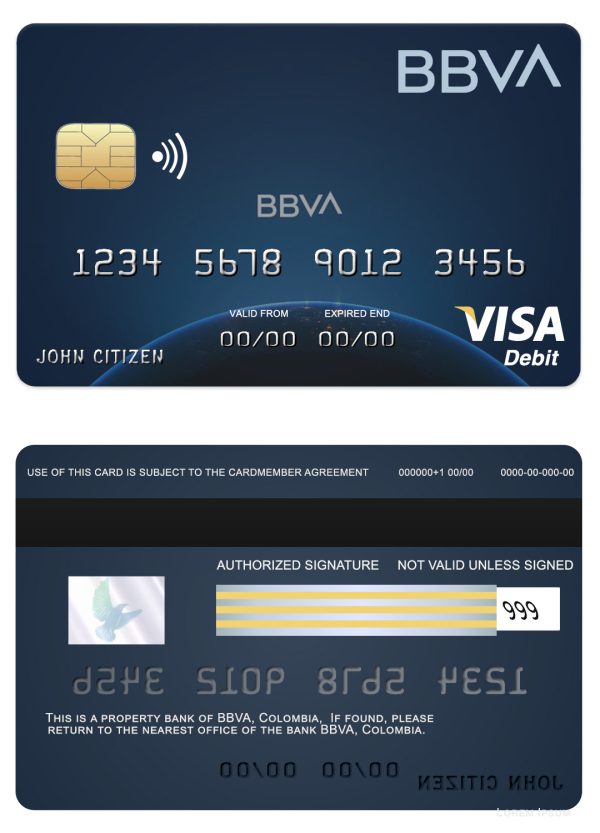 Colombia BBVA bank visa debit card 600x833 - Cart