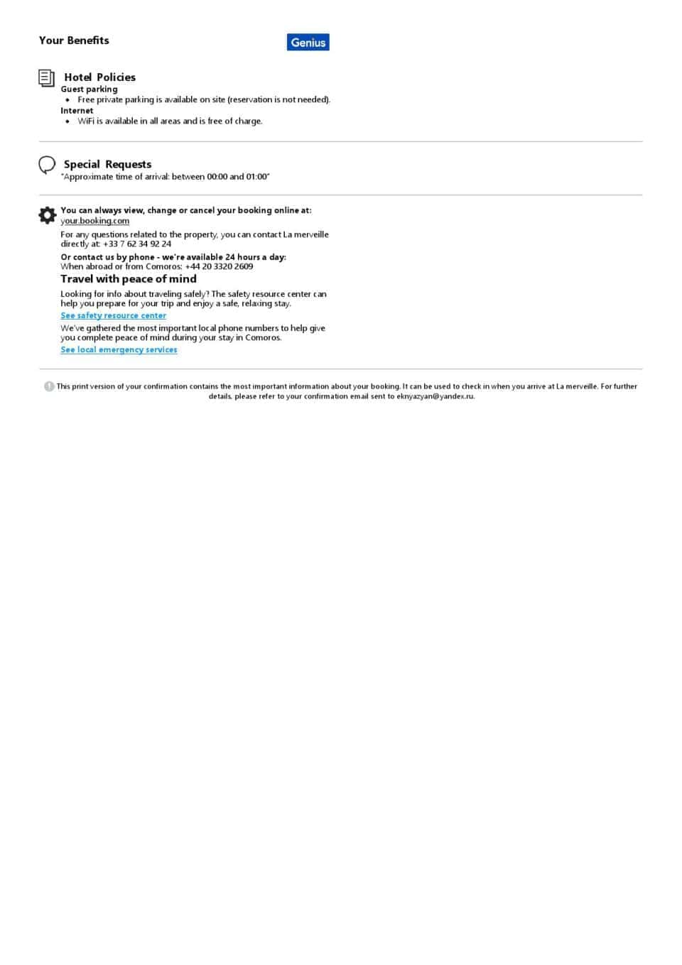 Editable Comoros Hotel Booking Form Template | Fillable PDF
