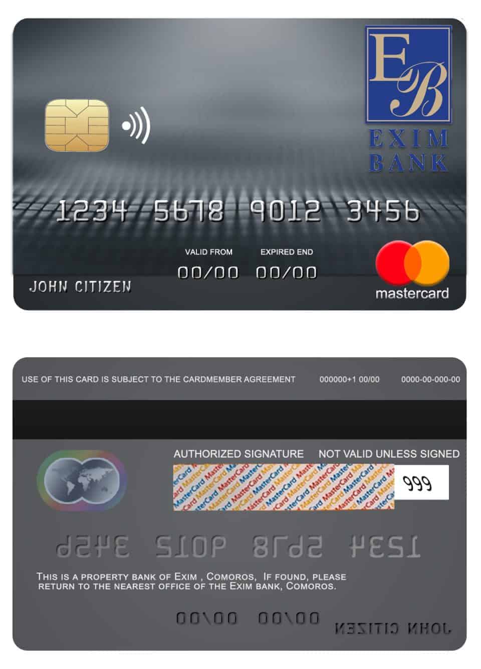 Fillable Comoros Exim bank mastercard credit card Templates | Layer-Based PSD