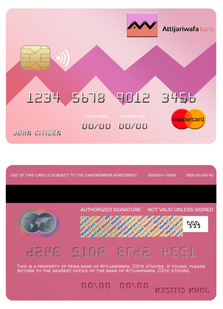 Fillable Côte d’Ivoire Attijariwafa bank mastercard credit card Templates | Layer-Based PSD