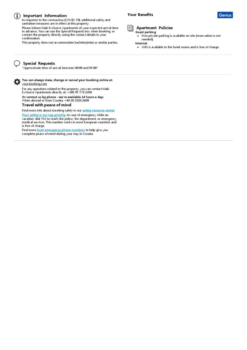 Editable Croatia Hotel Booking Form Template | Fillable PDF
