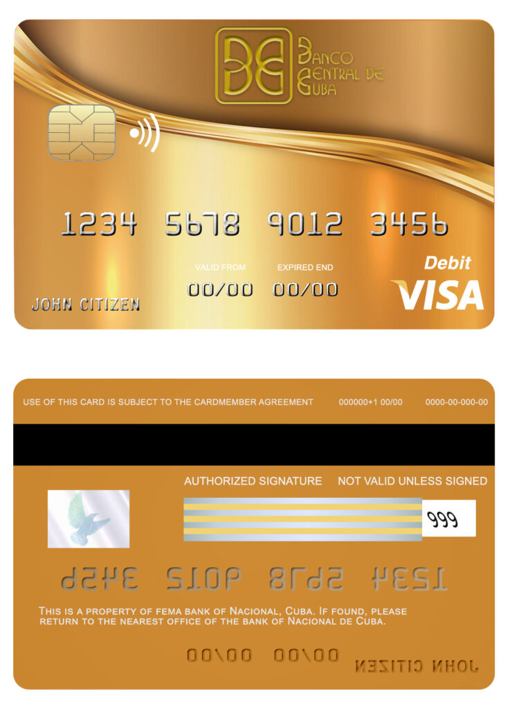 Editable Cuba Nacional bank visa credit card Templates in PSD Format