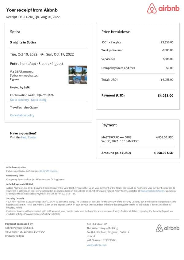 Editable Cyprus Hotel Booking Form Template | Fillable PDF