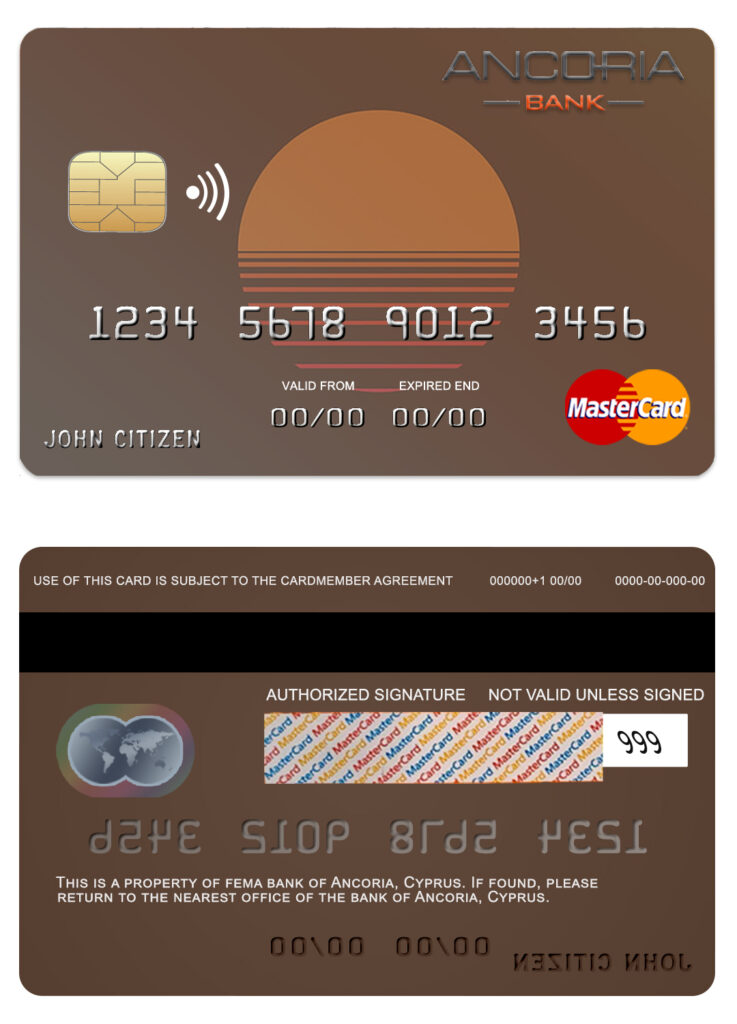 Fillable Cyprus Ancoria bank mastercard Templates | Layer-Based PSD