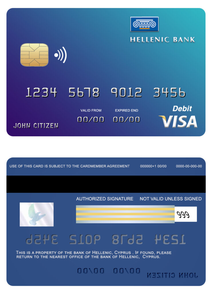 Fillable Cyprus Hellenic bank visa credit card Templates | Layer-Based PSD