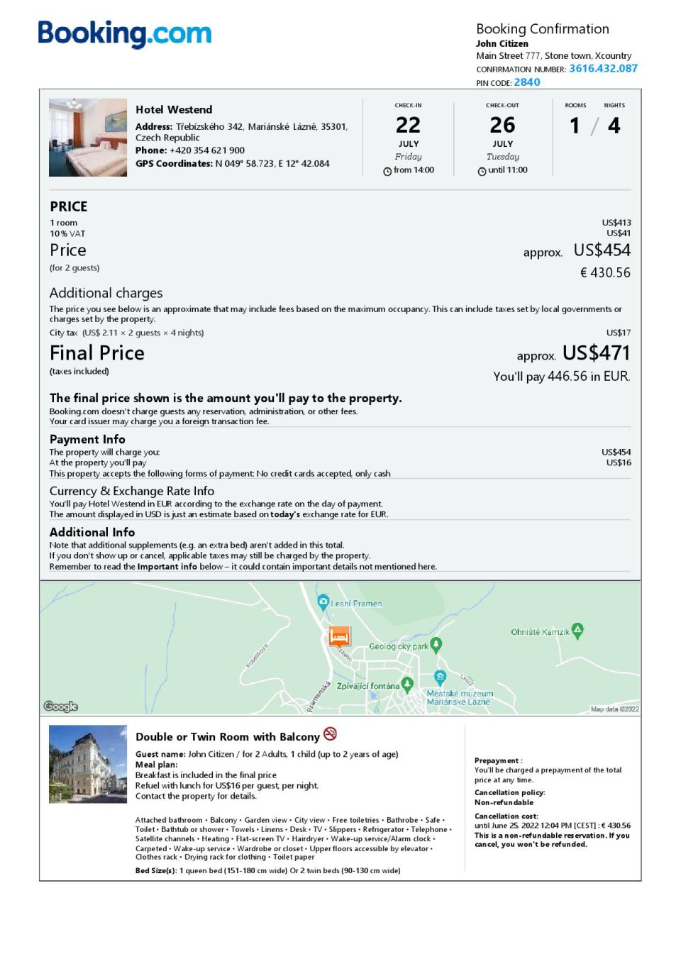 Customizable Czech Republic Airbnb Reservation Template | Word & PDF Formats