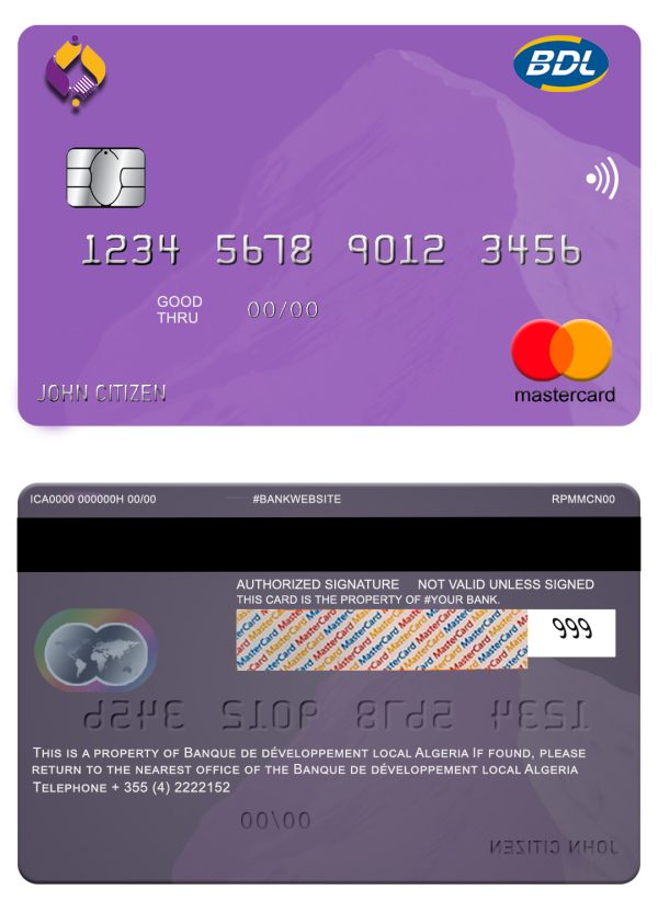 Editable Algeria Banque de developement mastercard Templates 600x833 - Cart