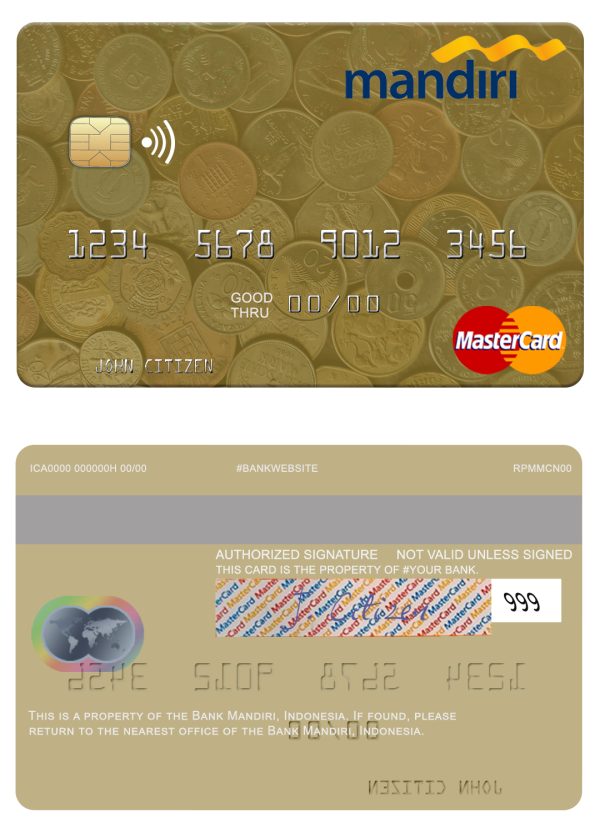 Editable Indonesia Bank Mandiri mastercard Templates 600x833 - Cart