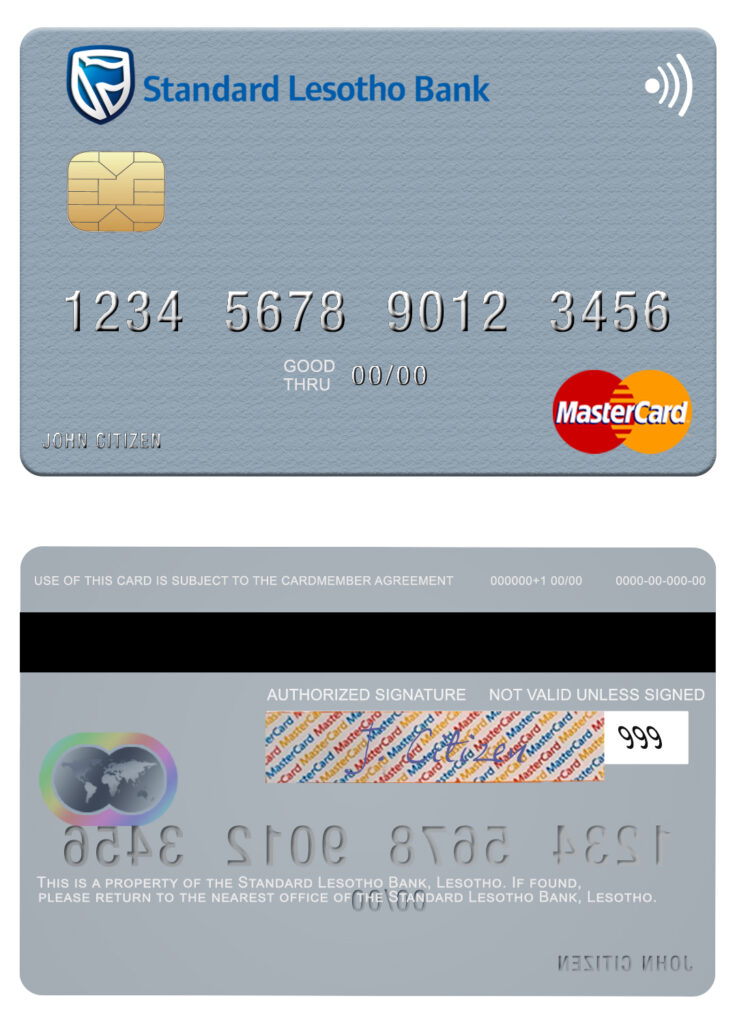 Editable Lesotho Standard Bank mastercard Templates