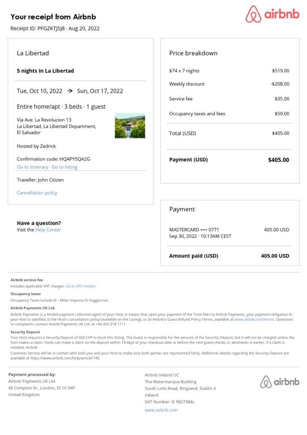 Editable El Salvador Hotel Booking Form Template | Fillable PDF