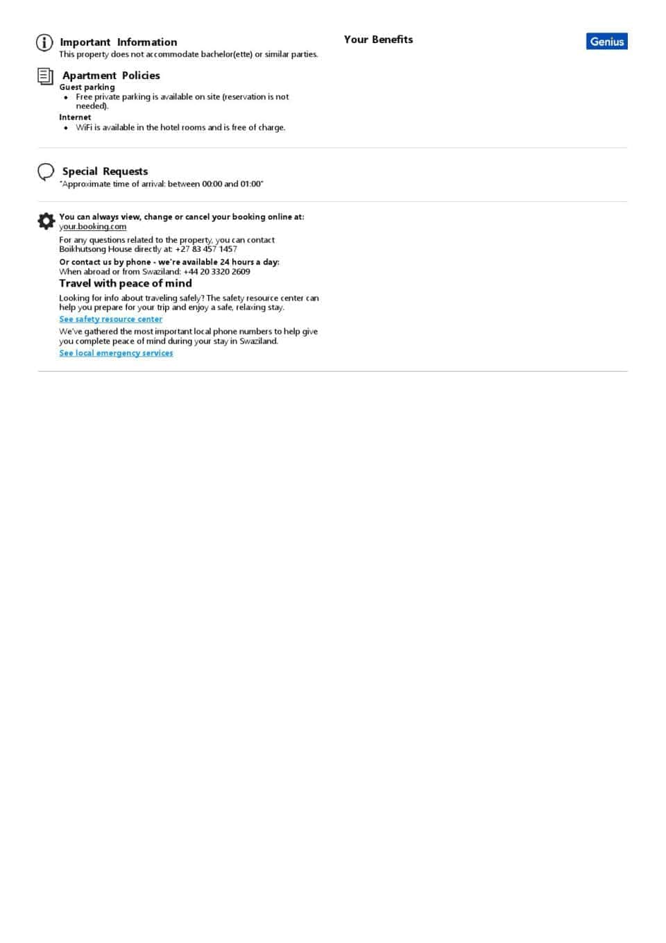 Editable Eswatini (Swaziland) Hotel Booking Form Template | Fillable PDF