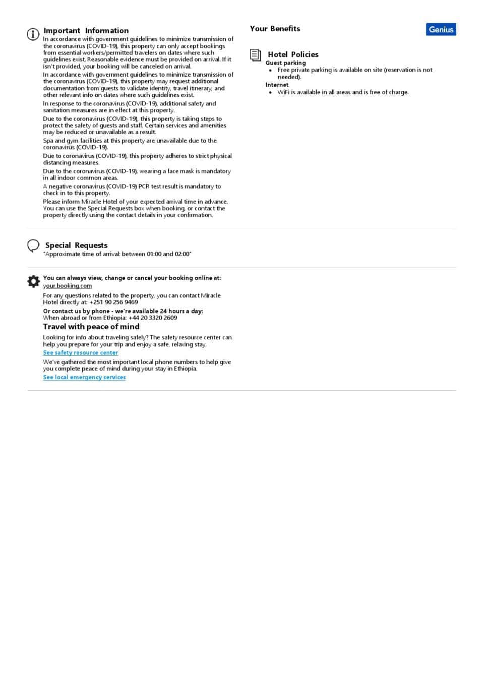 Editable Ethiopia Hotel Booking Form Template | Fillable PDF