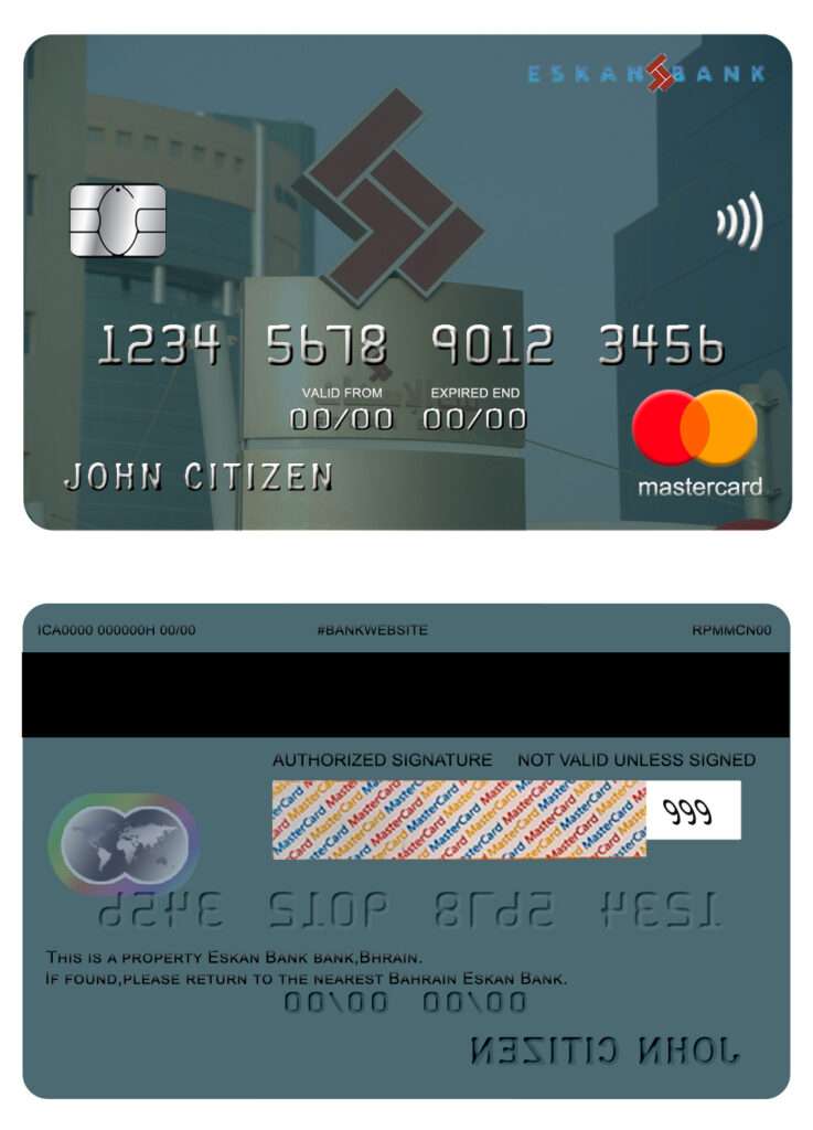 Fillable Bahrain Eskan bank mastercard Templates | Layer-Based PSD