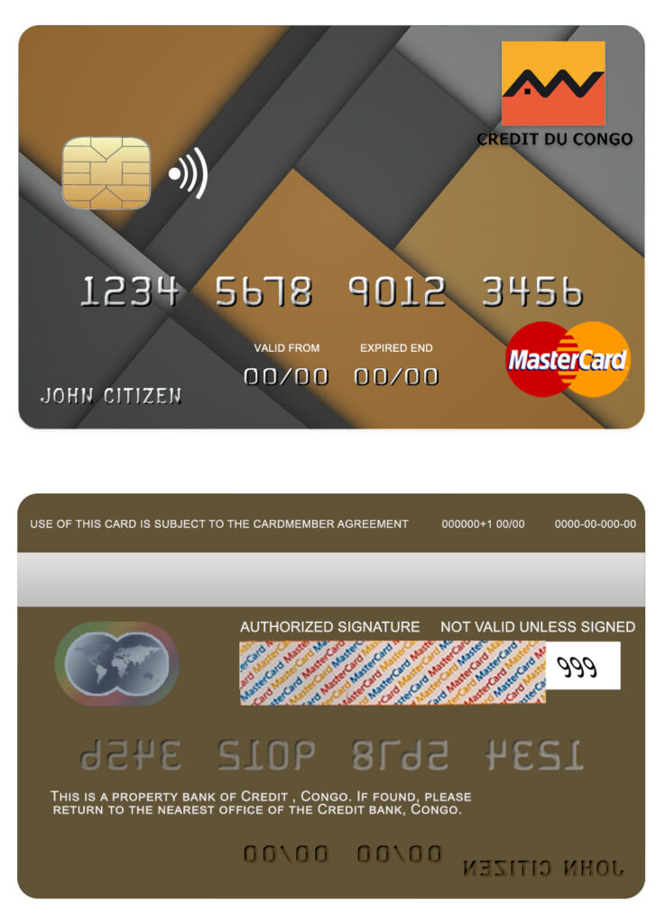 Fillable Congo Credit bank mastercard credit card Templates | Layer-Based PSD