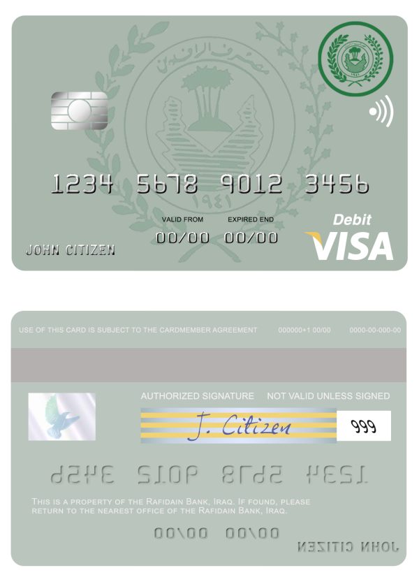 Fillable Iraq Rafidain bank visa debit card Templates 600x833 - Cart