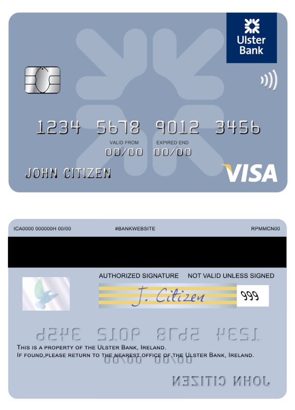 Fillable Ireland Ulster Bank Ireland visa card Templates