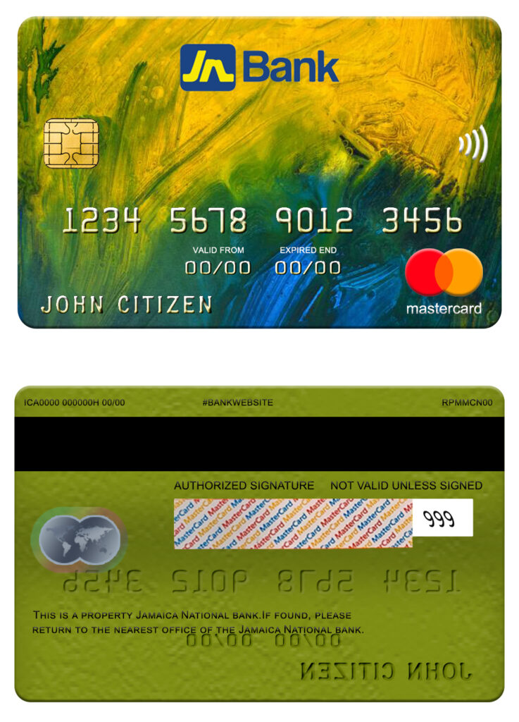 Fillable Jamaica National bank mastercard Templates | Layer-Based PSD