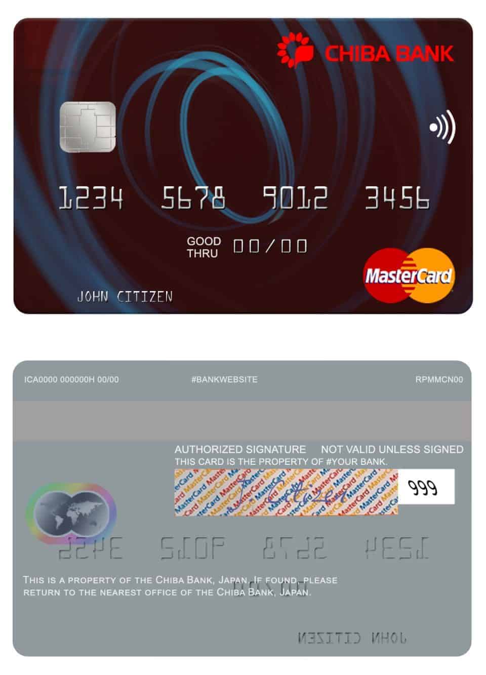 Fillable Japan Chiba Bank mastercard Templates | Layer-Based PSD