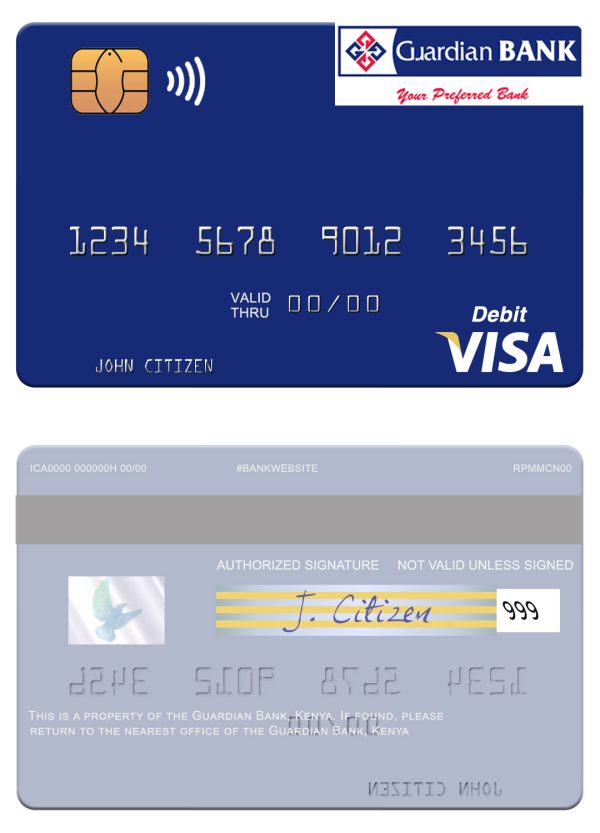 Fillable Kenya Guardian Bank visa card Templates 600x833 - Cart