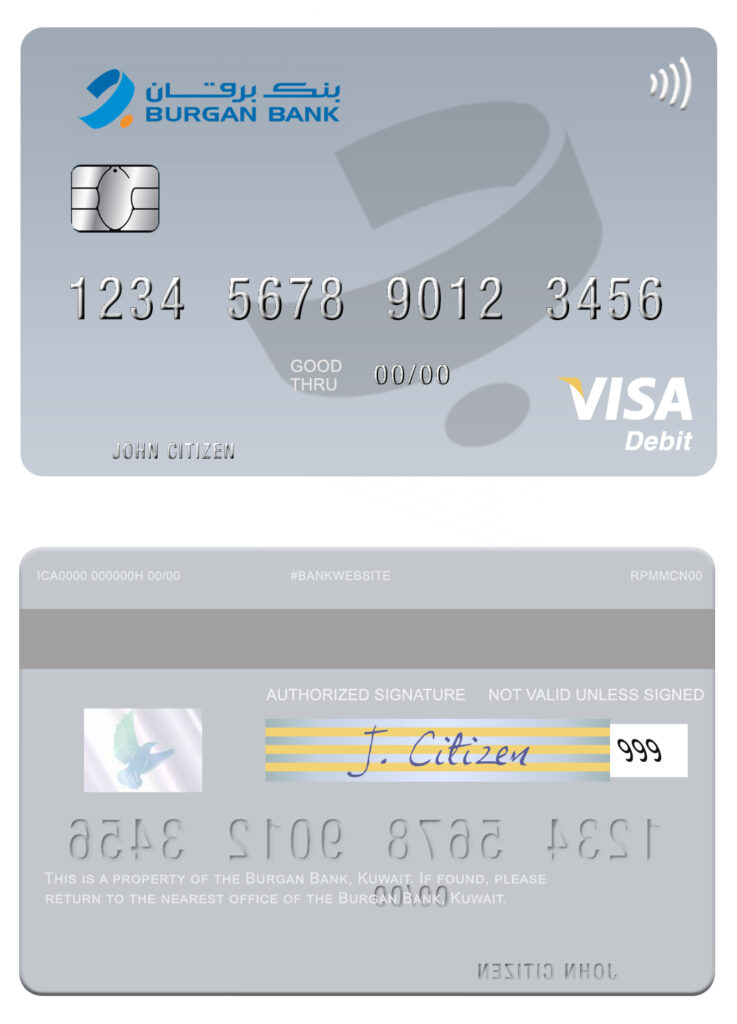 Fillable Kuwait Burgan Bank visa card Templates | Layer-Based PSD