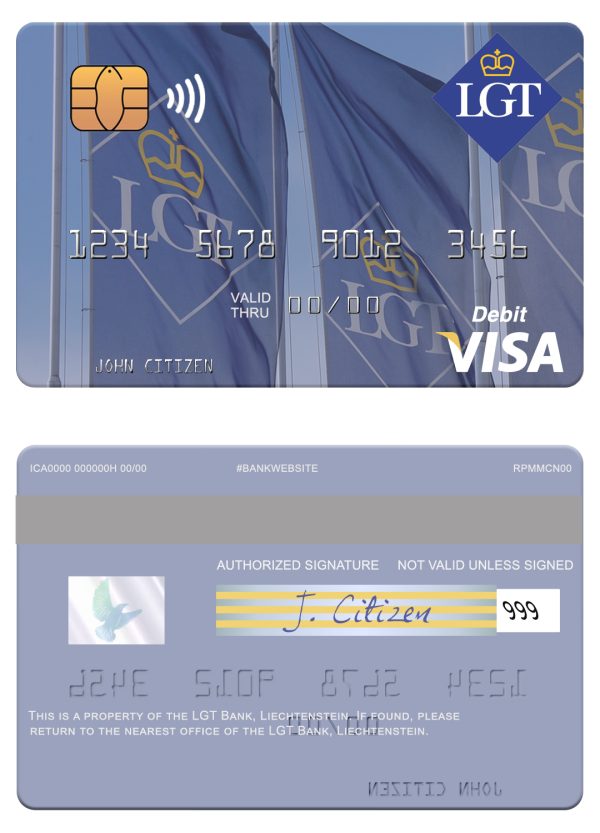 Fillable Liechtenstein LGT Bank visa card Templates 600x833 - Cart
