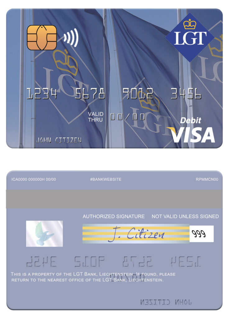 Fillable Liechtenstein LGT Bank visa card Templates