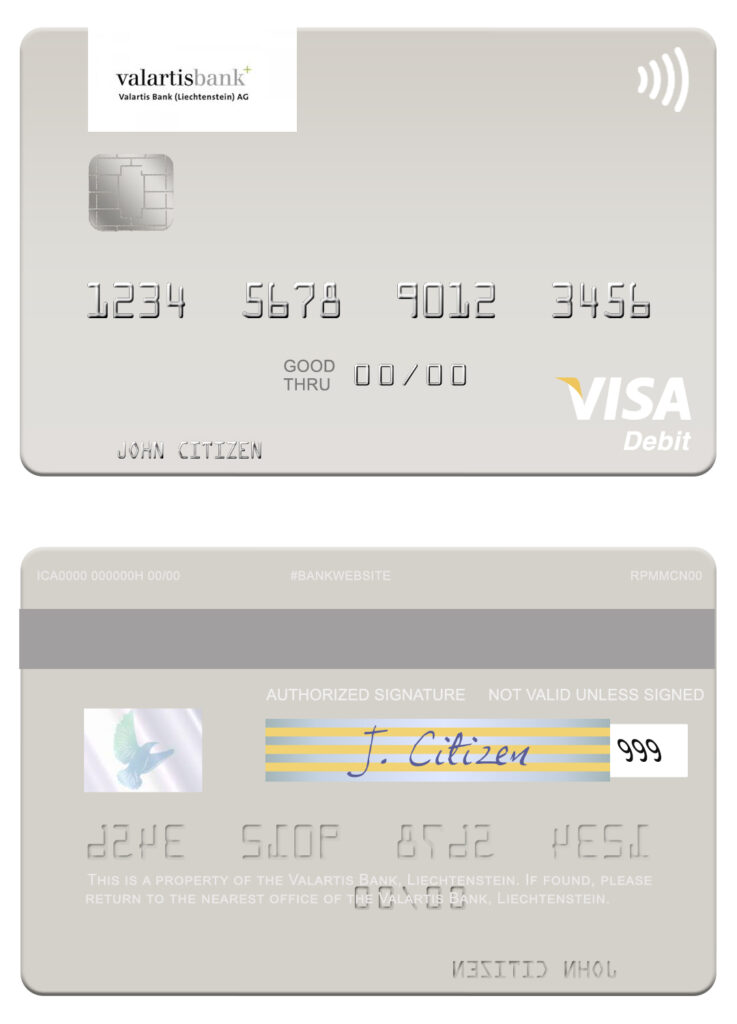 Fillable Liechtenstein Valartis Bank visa card Templates | Layer-Based PSD