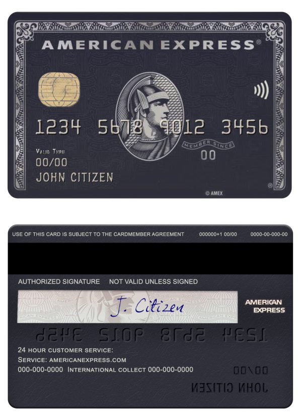 Fillable USA JP Morgan Chase bank AMEX black card Templates 600x833 - Cart