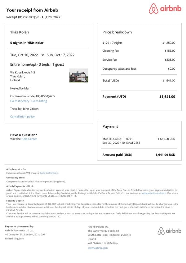 Editable Finland Hotel Booking Form Template | Fillable PDF