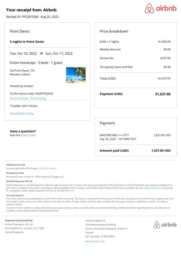 Editable Gabon Hotel Booking Form Template | Fillable PDF