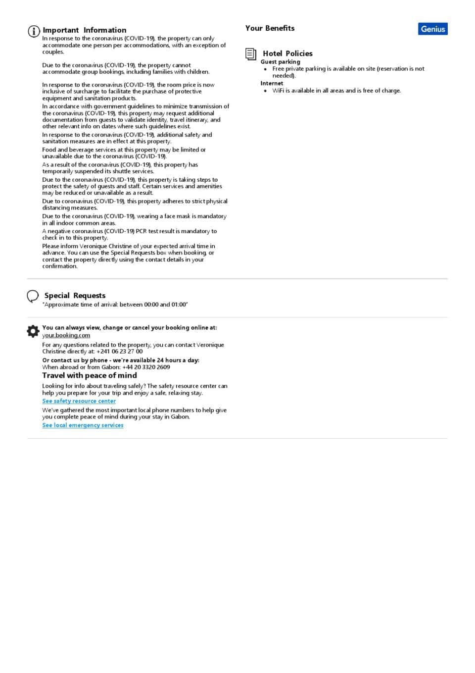 Editable Gabon Hotel Booking Form Template | Fillable PDF