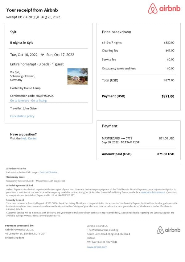 Editable Germany Hotel Booking Form Template | Fillable PDF