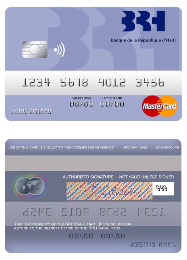 Editable Bahamas First Caribbean bank visa debit card Templates in PSD Format