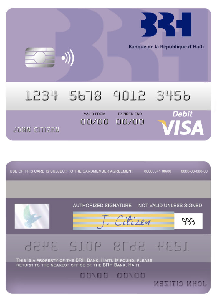 Fillable Haiti BRH bank visa card Templates | Layer-Based PSD