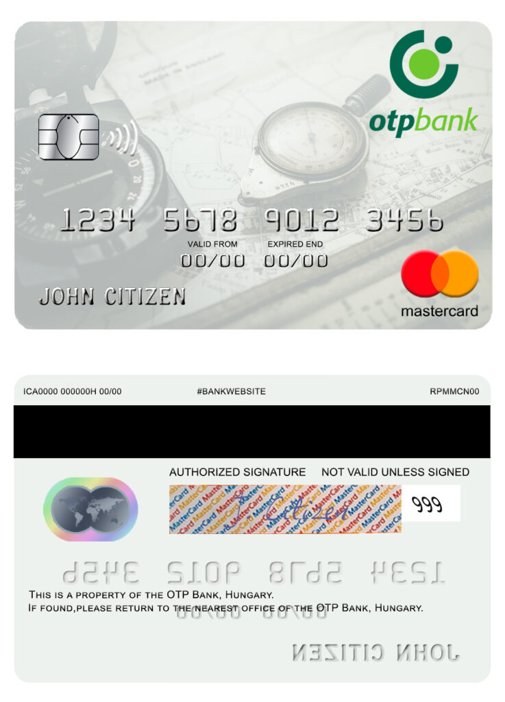 Fillable Hungary OTP Bank mastercard Templates | Layer-Based PSD