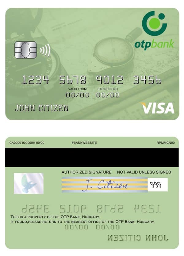 Editable Hungary OTP Bank visa card Templates in PSD Format
